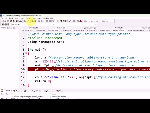 Lecture:82| pointer| void pointer for long integer type variable| declaration & intialization|Pashto