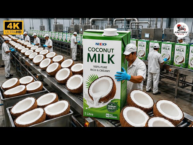 Inside a Coconuts Factory: How Coconuts Are Turned into Delicious Coconut Milk (Full Process)