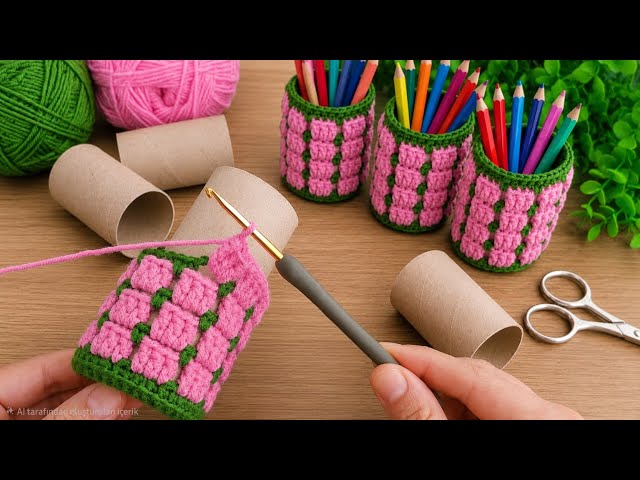 Amazing Recycling Idea Crochet Pencil Case & Hook Organizer  Easy & Profitable DIY