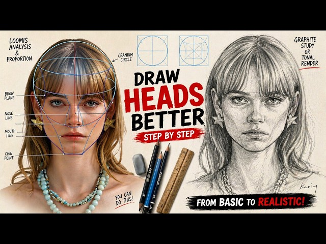 Draw a REALISTIC FACE in 8 Minutes with LOOMIS METHOD!!