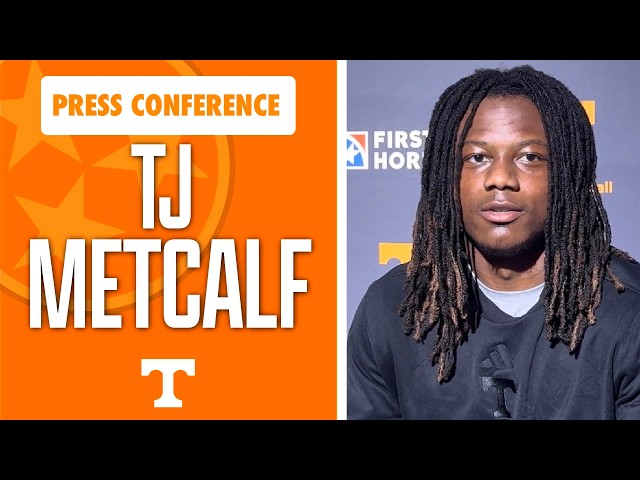 Tennessee football Safety TJ Metcalf talks during Furman week I GBO