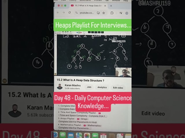 what is a heaps data structure? #shorts #ytshorts #heaps #priorityqueue #binarytrees