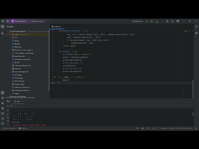 sudoku game using python
