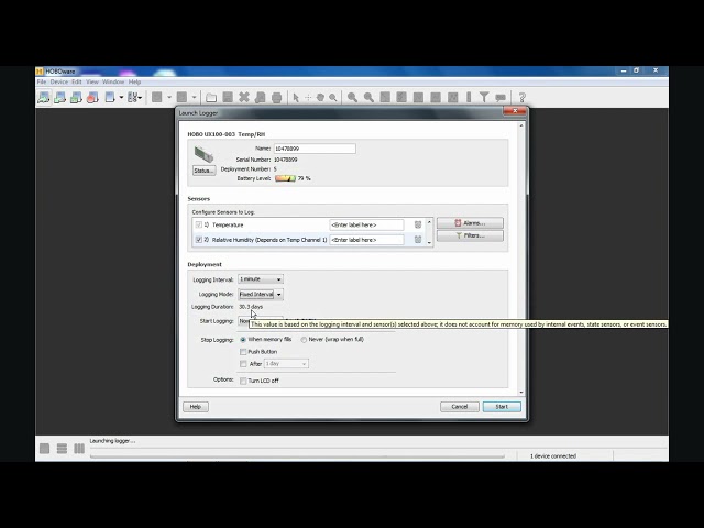 How to launch an Onset HOBO Data Logger with the HOBOware software
