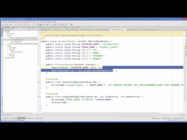 Android SQLite Database Tutorial 2 # Introduction + Creating Database and Tables Part 2   YouTube