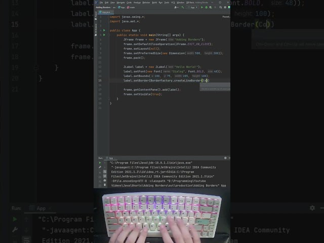 How to add a border to a component in a Java GUI in one line of code