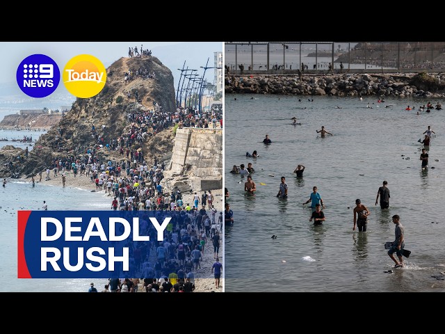 Spain attempts to restore order after 60,000 migrants flood in | 9 News Australia