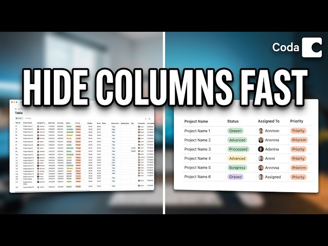 Hide Columns In Coda [Shortcut]