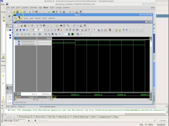 Quartus II ModelSim Simulation Output  Manipulation