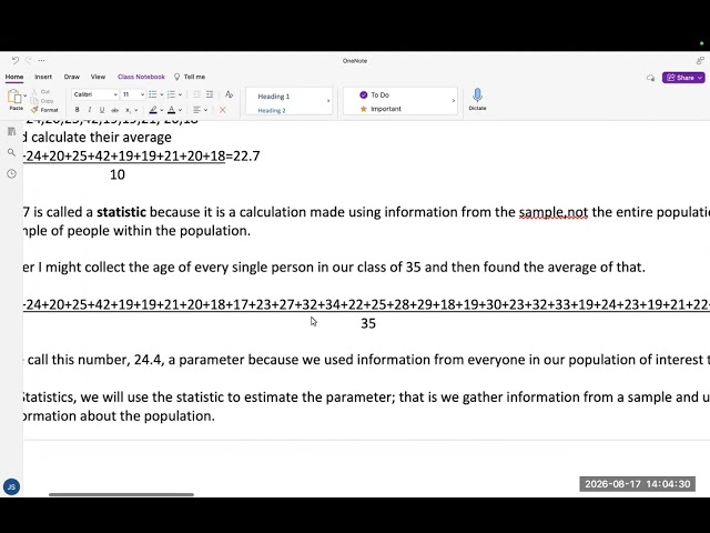 Statistics: Population and Sample; Parameter and Statistic