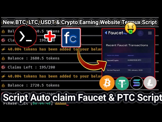Nuyul New Crypto Earning Website Script - Auto Claim Faucet & PTC Via Termux - Auto Bypass Captcha💯