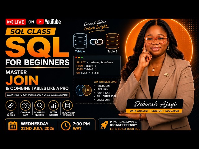 SQL for Beginners | Master SQL JOINS (INNER, LEFT, RIGHT & FULL JOIN) | Live Tutorial