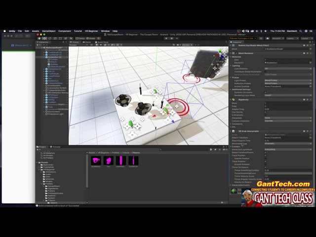 unity Learn: VR Beginner (The Escape Room - Add & Configure an interactable object)