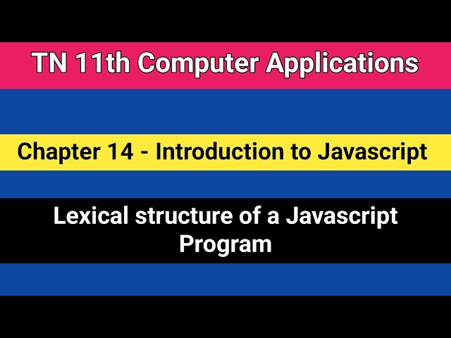 TN 11th Computer applications - Chapter 14 || Lexical Structure of a JavaScript Program