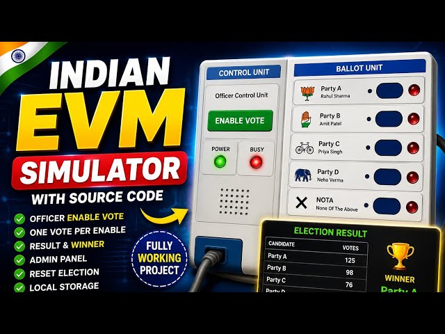 Build a Realistic Indian EVM Simulator Using HTML CSS & JavaScript | Full Source Code