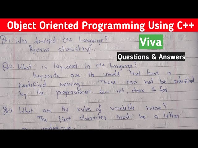 Object oriented programming using c++ viva question answer| c++ viva question with answer
