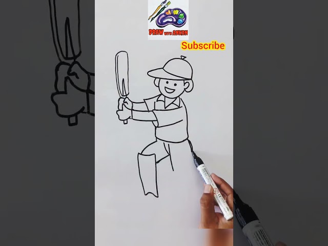 draw a boy playing cricket #draw_with_ankan #viralshort #shorts