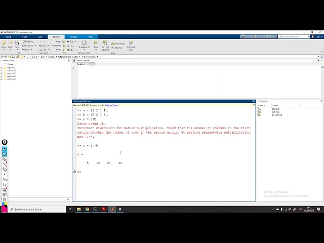 Matlab desde cero:  Error común al hacer operaciones con arreglos