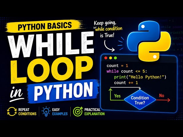 Topic 17:While Loop in Python Explained | Python for Beginners