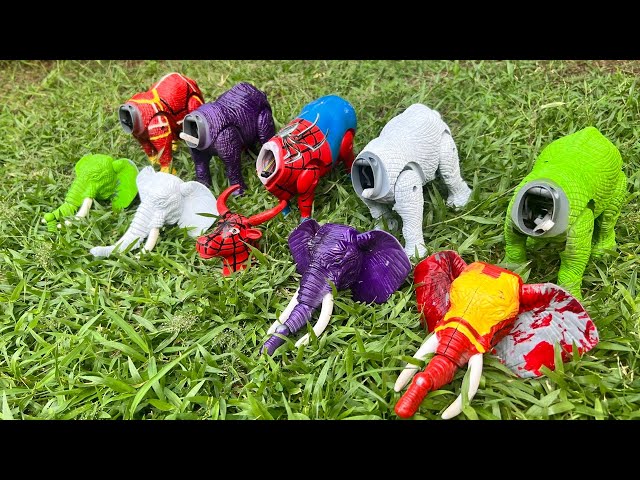 Mencari dan mencocokkan kepala sapi moo, gajah, sapi lucu, sapi warna warni, merakit sapi