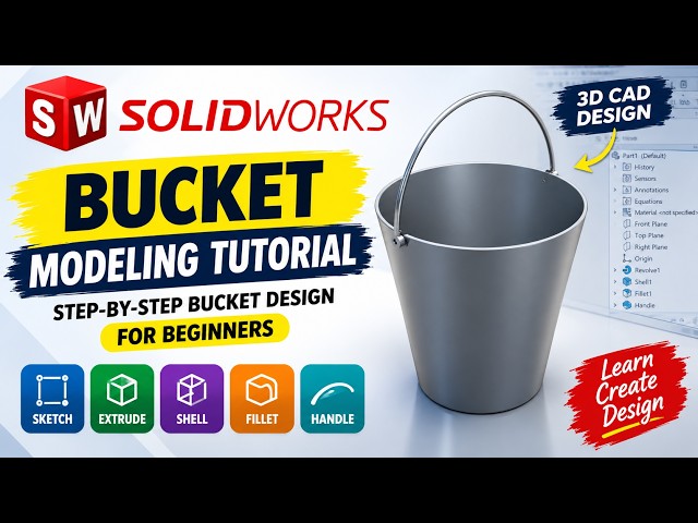 SOLIDWORKS Bucket Modeling Tutorial | Step-by-Step Bucket Design for Beginners
