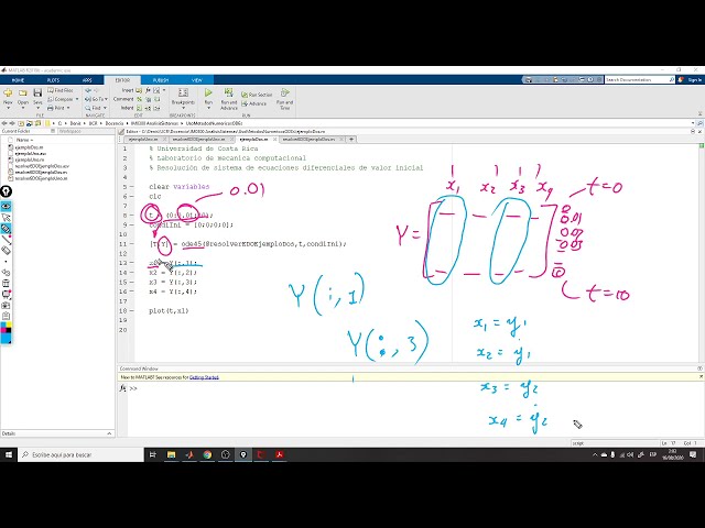 Resolver sistema de ecuaciones diferenciales con Matlab