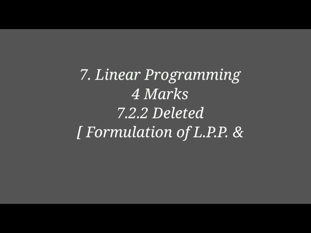 12.Maths: 7.Linear Programming Topic: Exercise 7.1