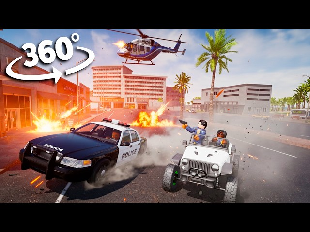 360° Roblox: A Thief Stole My Police Car! Rookie's First Day | VR Experience