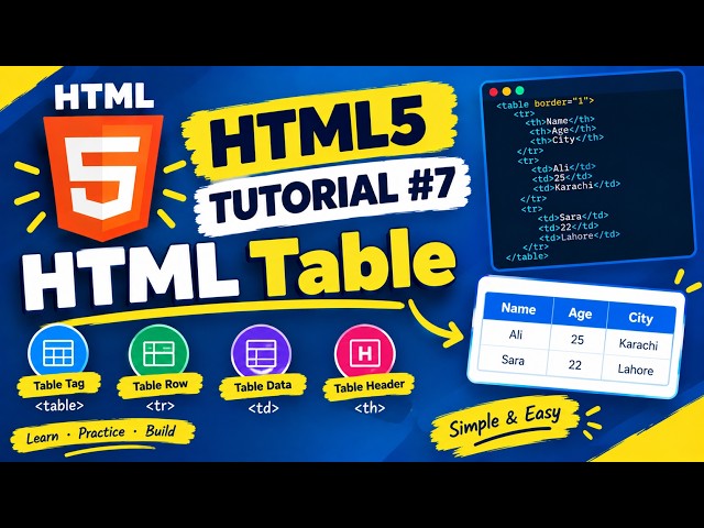 HTML Tables Explained | table, tr, th & td Tags | Lecture 7 - Sumaira Digital Skills