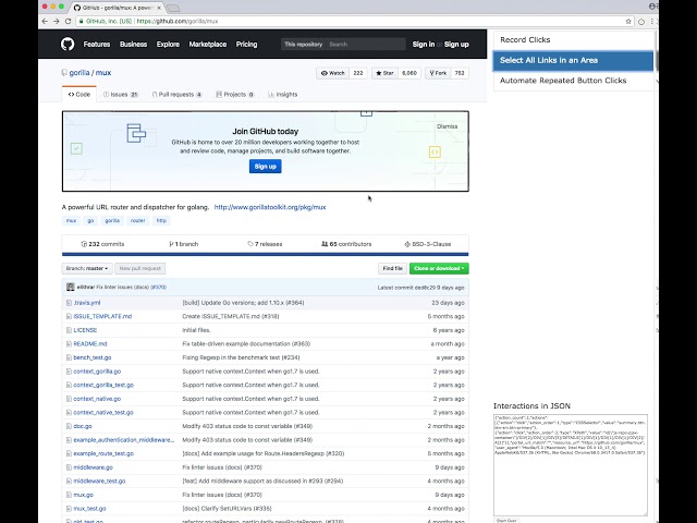 Recording a Memento Trace for GitHub
