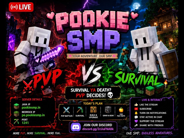 @Pookie SMP Par Minecraft LIVE | Survival Ya Death? PvP Decides! 💀