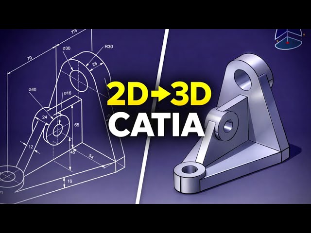 CATIA V5 Solid Model Exercise Part-10 | 3D Model from 2D Drawing | Beginner Tutorial