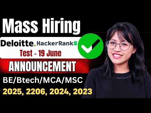 🔥Finally Deloitte SDE Mass Hiring 2026 | Direct Test Hiring 2026 | 2025, 2026 Batch Hiring