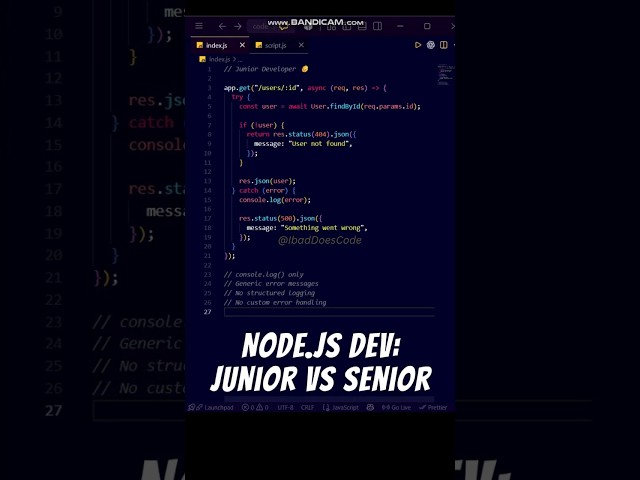 🧐🧐 Junior vs Senior Node.js Developer in 2026 #coding #nodejs #developer #javascript #node