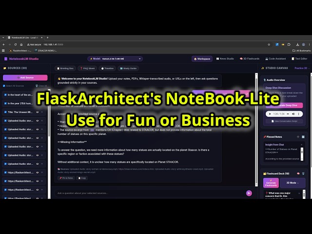 FlaskArchitect NoteBook-Lite Use For Business or Fun Story Creation
