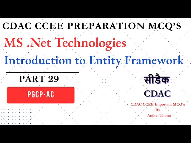 CDAC | PGCP-AC | CCEE Preparation MCQ's | Introduction to Entity Framework | Part 29