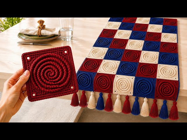 You Won’t Believe How EASY This Spiral Crochet Pattern Is! 🧶 Table Runner Tutorial