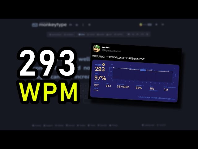FORMER WR - Typing 293 WPM for 15 SECONDS (Monkeytype)