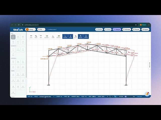 Analyze 2D Truss Frames in Your Browser: ArchForm Sketch Demo