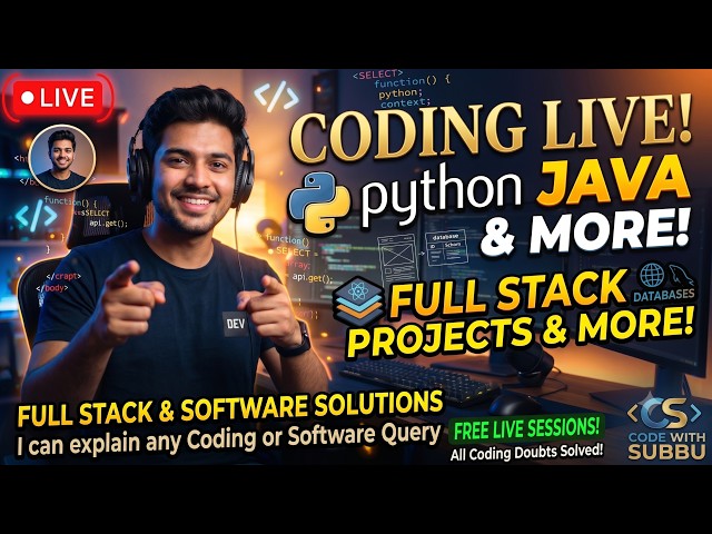 LIVE: Coding Python, Java & Full-Stack Projects! (Ask Me Anything & Doubts Solved) #live#livestream