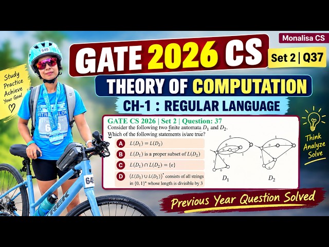 GATE CS 2026 | Set 2 | Question: 37 Consider the following two finite automata 𝐷_1 and 𝐷_2.Which of
