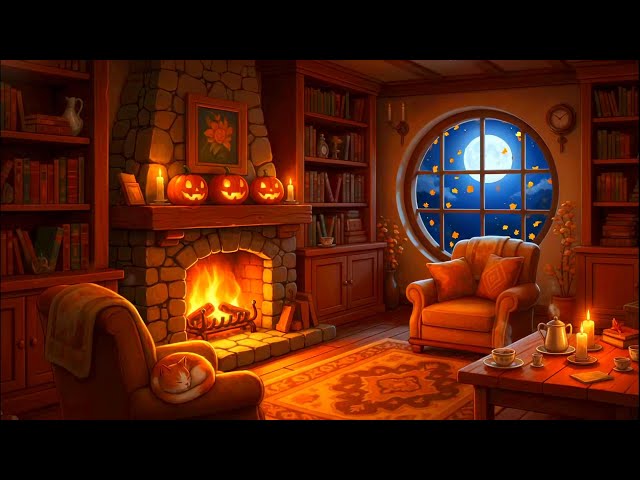 Winter Night Fireplace ❄️🔥 Snowy Cabin Sounds to Relax