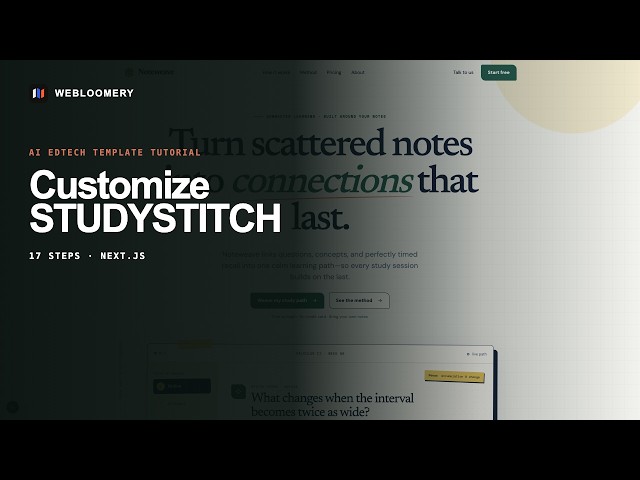 StudyStitch Tutorial — Customize a Next.js EdTech Website Template | Webloomery