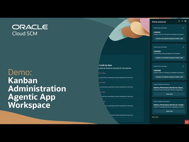 Kanban Administration Workspace Agentic App in Oracle SCM: Demo