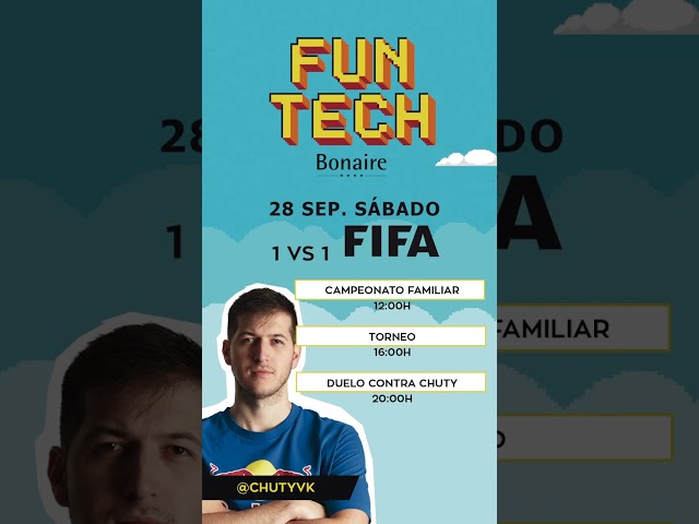 #FunTech en #Bonaire. ¡Participa en el torneo 1VS1 de #FIFA y duelo contra @Chutyvks! 🎮👾 #CCBonaire