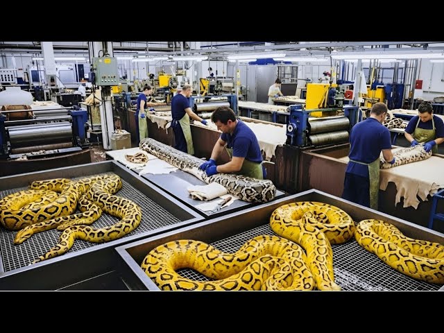 Giant Python Processing in Factory - Amazing Process!