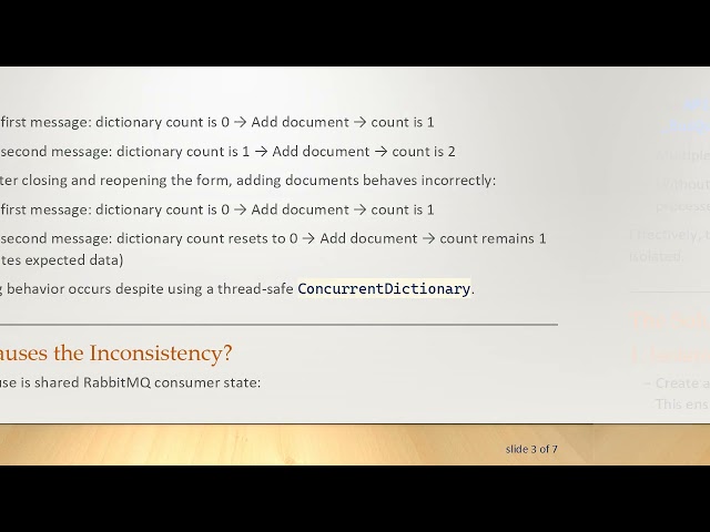 Ensuring State Consistency in .NET ConcurrentDictionary with RabbitMQ Worker Threads