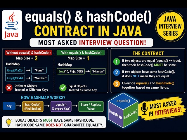 equals() & hashCode() Contract in Java | Most Asked Interview Question | HashMap