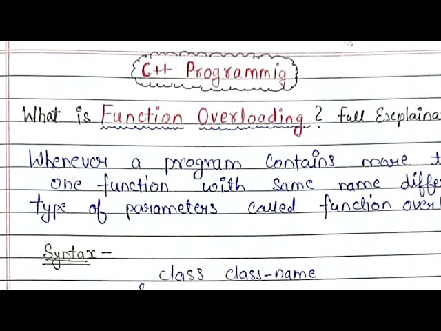 What is function overloading | C++ programming