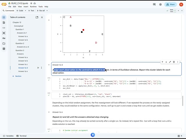 Intro to Statistical Learning (2nd Ed), Solution to Problem 12.3c | k-means clustering manually